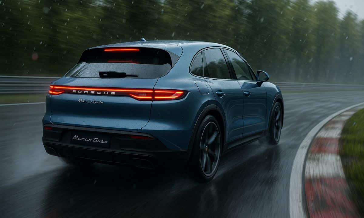 Blue Metallic Porsche Macan Turbo Electric